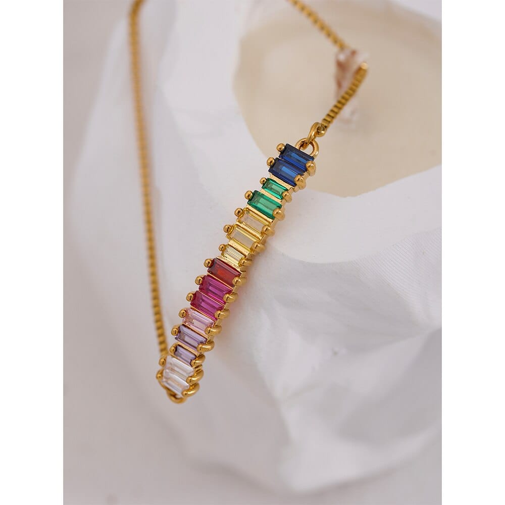 Women Chain Bracelet Rainbow Cubic Zirconia