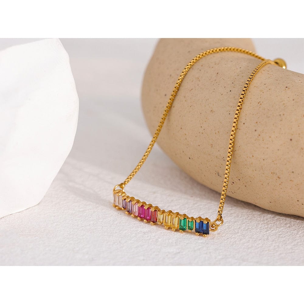 Women Chain Bracelet Rainbow Cubic Zirconia