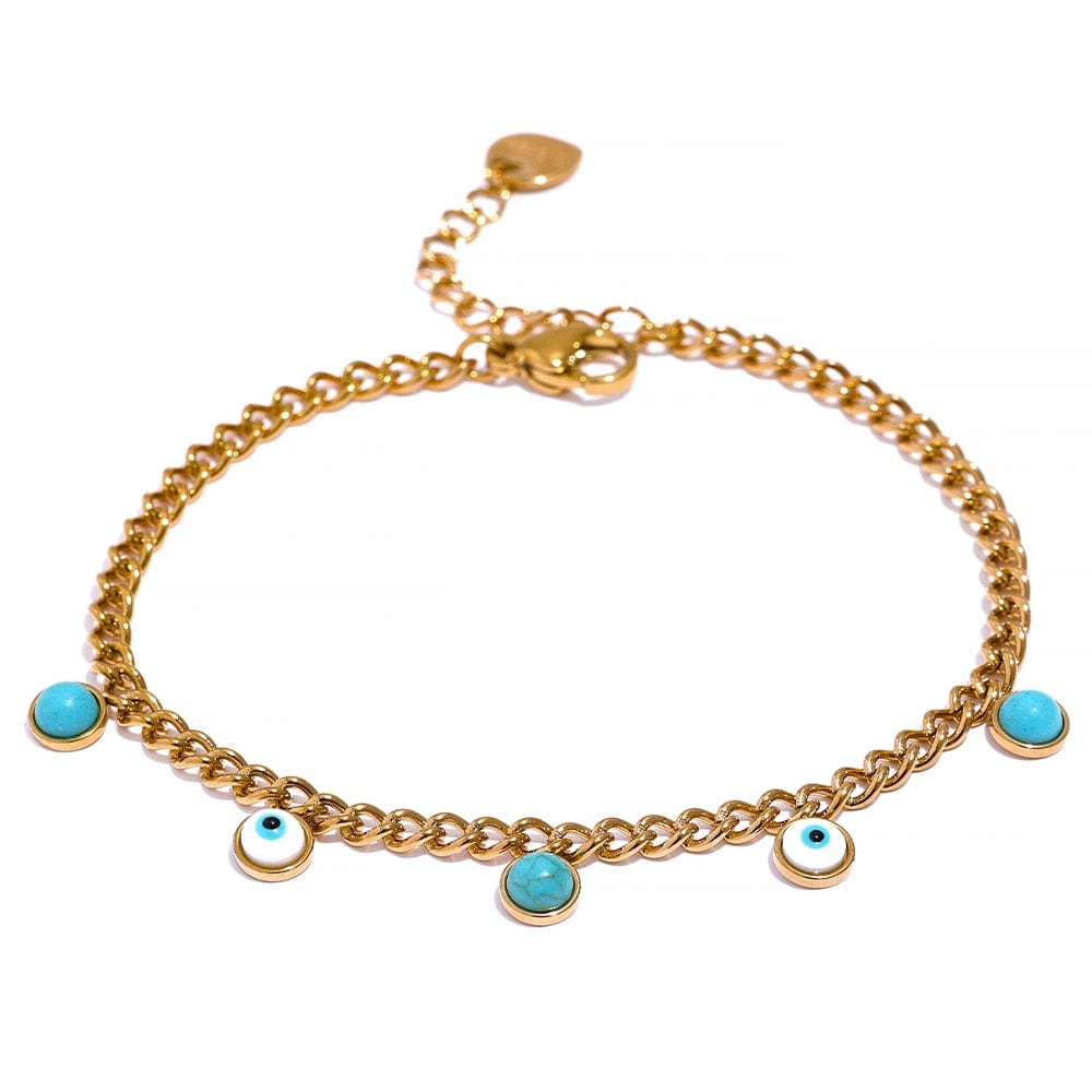 Turquoise Stone Resin Charm Evil Eye Bracelet Bracelets