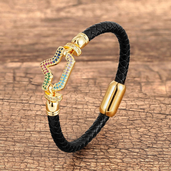 Trendy Genuine Leather Bracelets For Women Gold Metal-1
