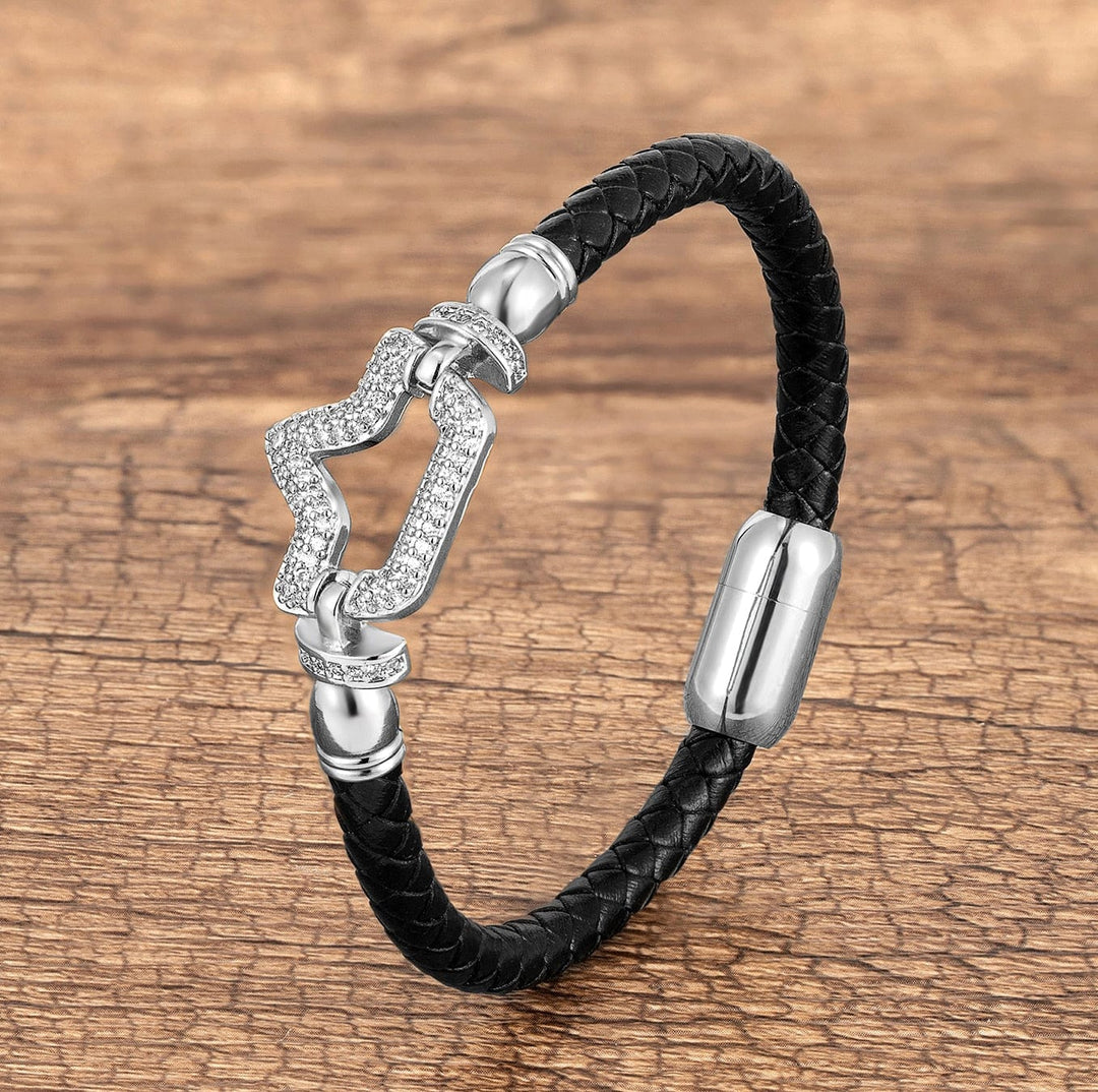 Trendy Genuine Leather Bracelets For Women White Metal-2