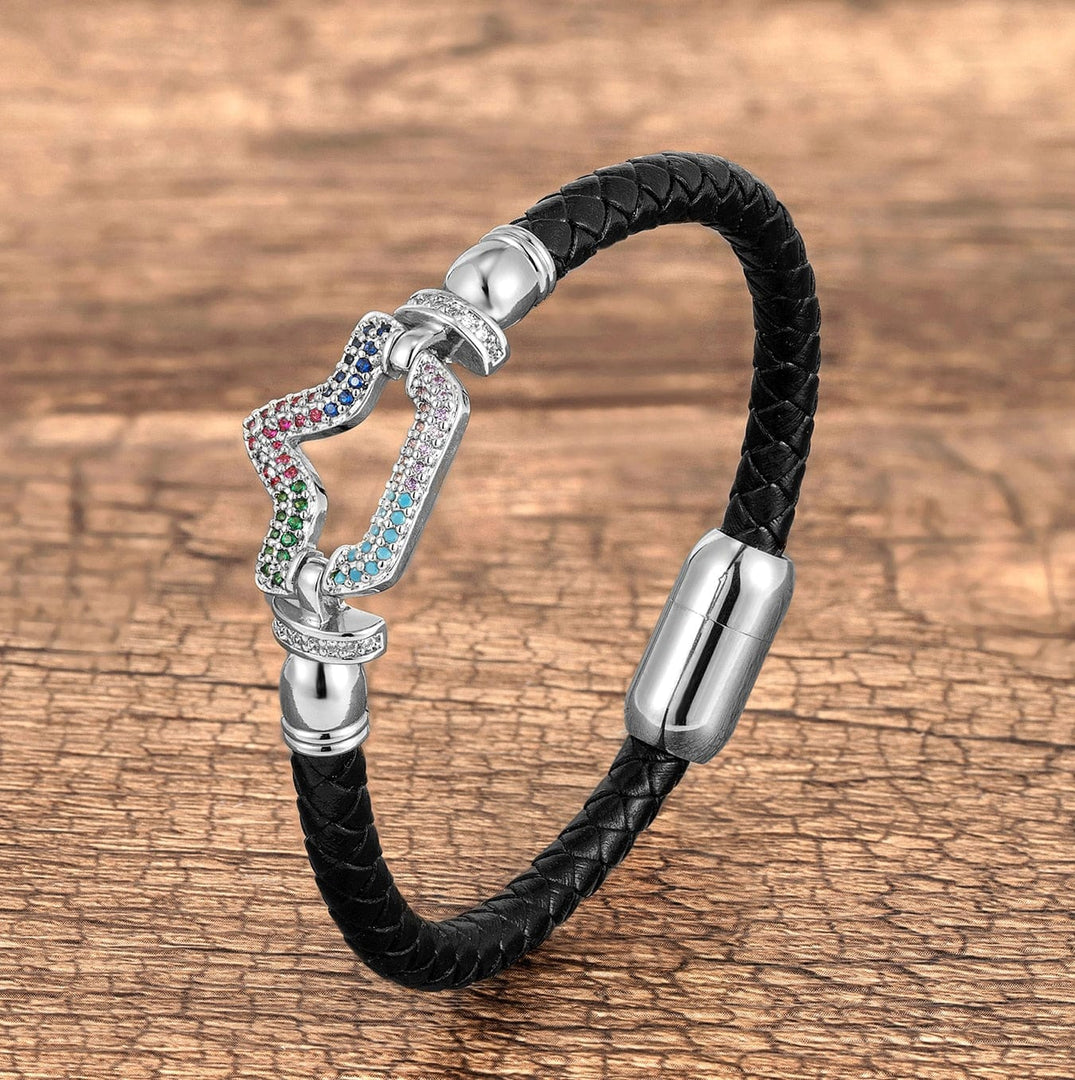 Trendy Genuine Leather Bracelets For Women White Metal-1