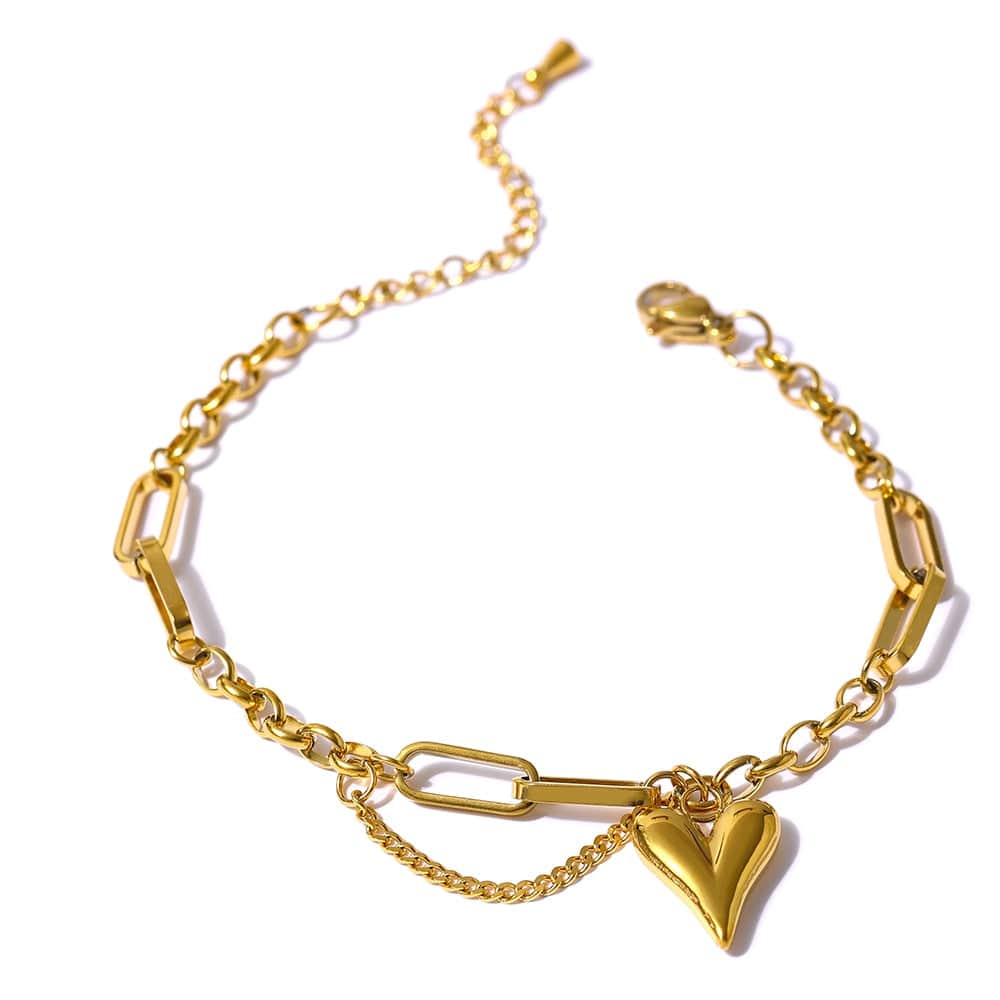 Heart Double Layered Women's Chain Bracelet YH1472A Gold