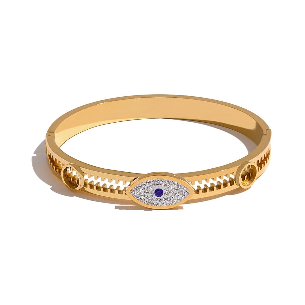 Women Cubic Zirconia Evil Eye Bracelet Gold