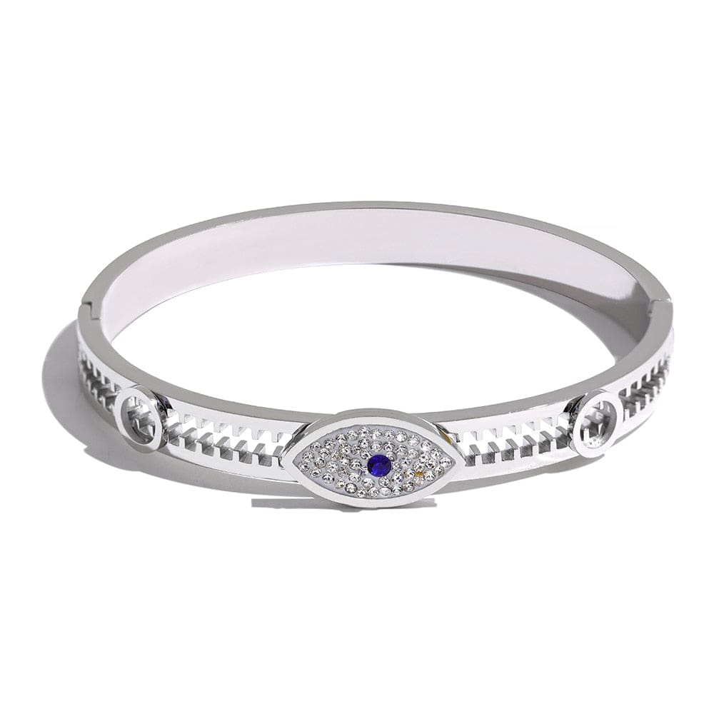 Women Cubic Zirconia Evil Eye Bracelet Platinum