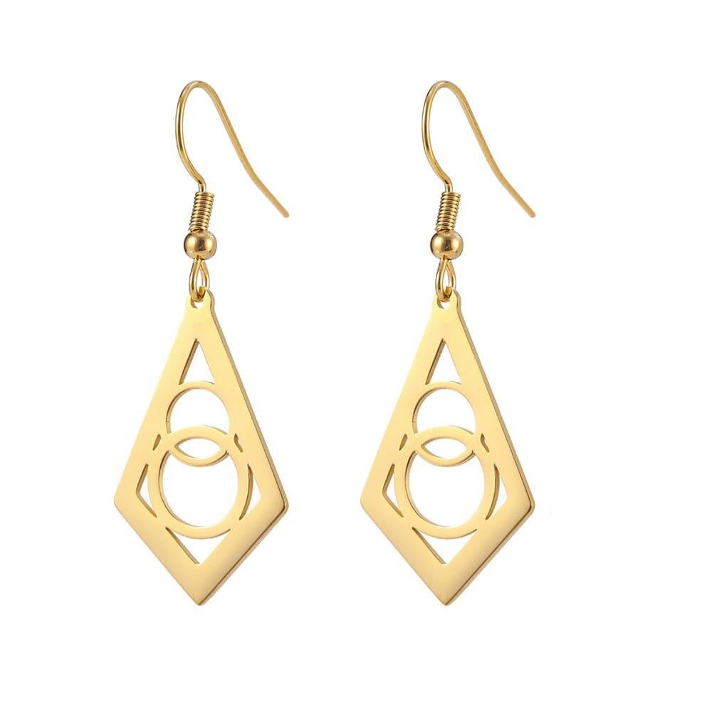 Geometric Dangle Unique Earrings For Women 4 Gold 16.99mm*44mm
