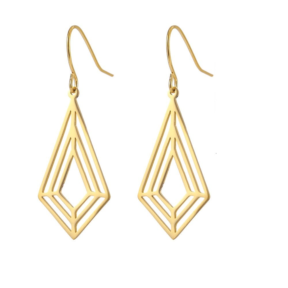 Geometric Dangle Unique Earrings For Women 7 Gold 16.99mm*44mm