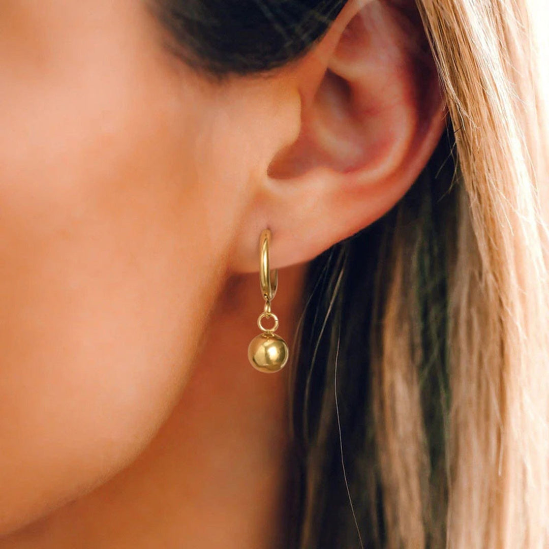 Beads gold ball earrings Stainless Steel Earrings