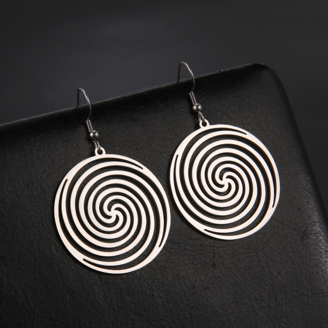 Spiral Swirl Round Drop Unique Earrings