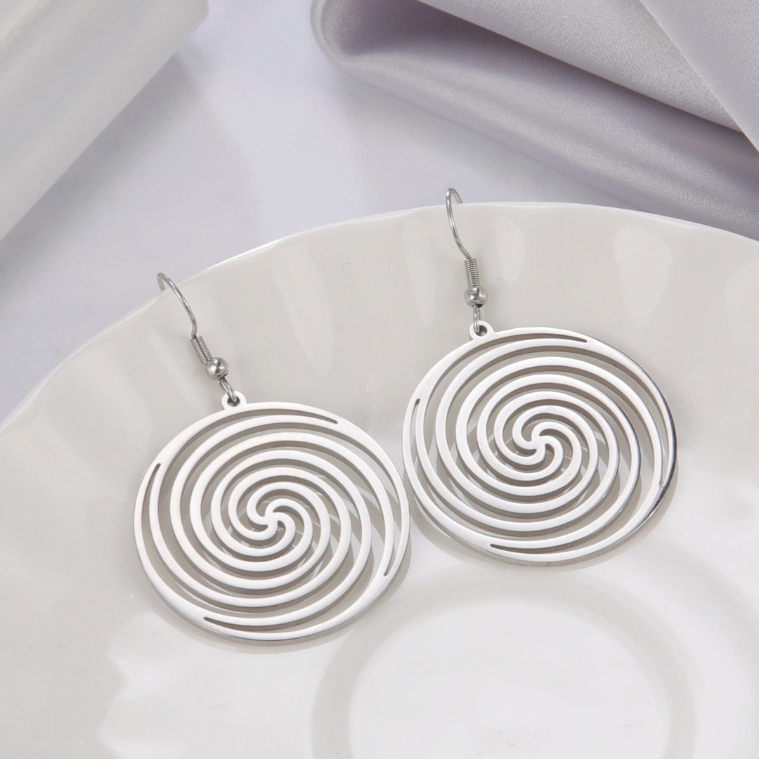 Spiral Swirl Round Drop Unique Earrings