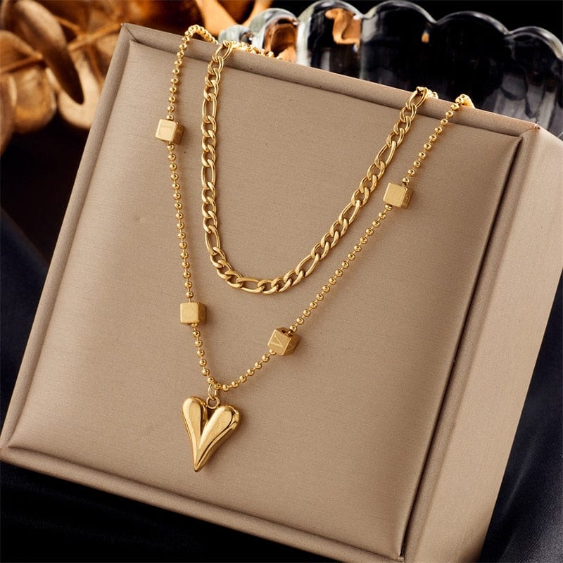Fashion Girls Multilayer Love Chain Link Necklace