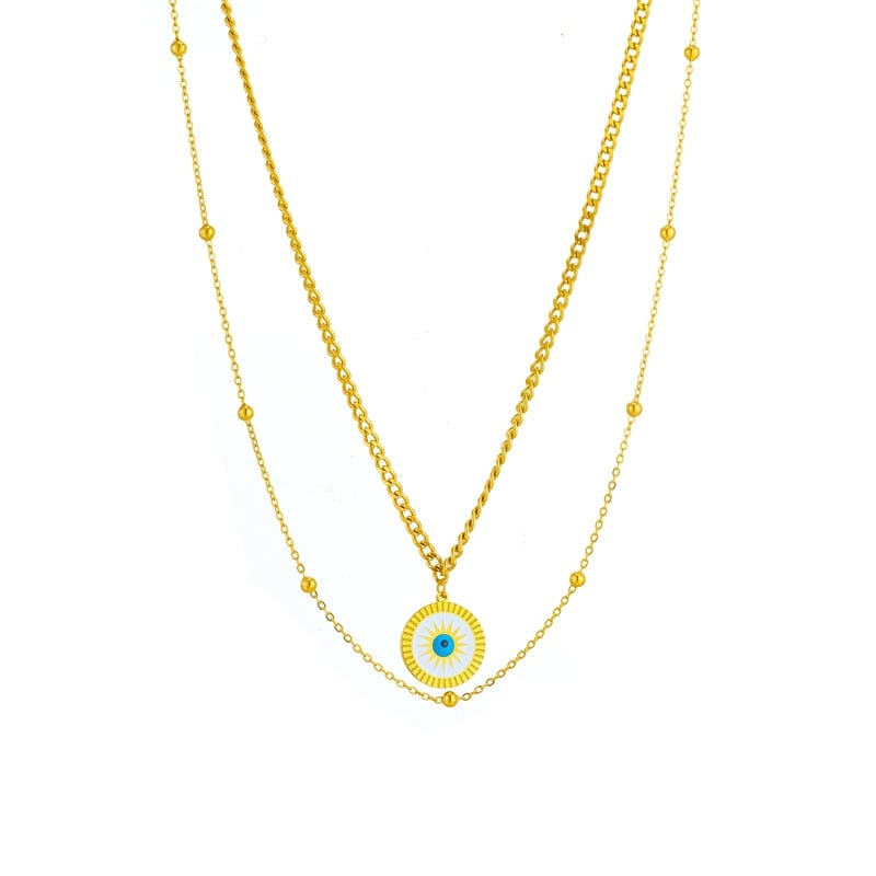 Sun Eye Women Choker Chain Link Necklace Gold Color