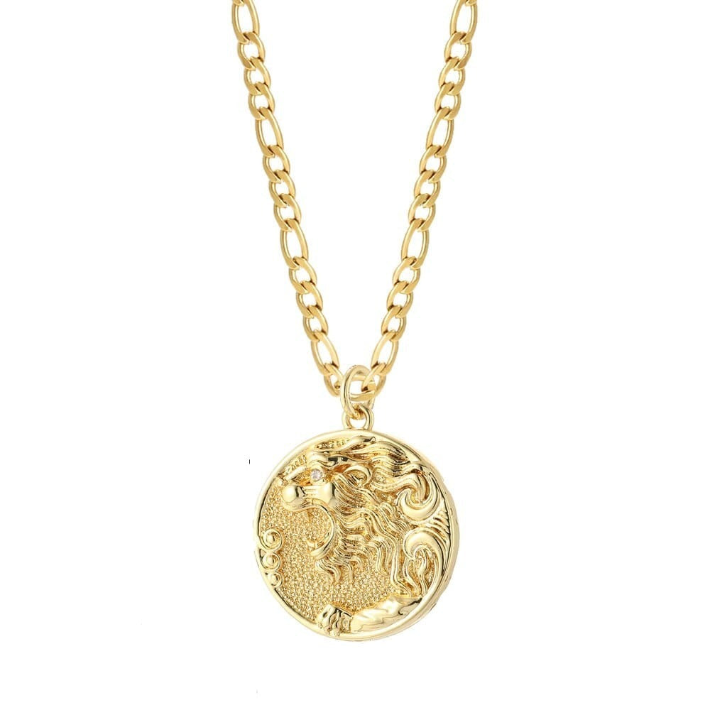 Punk Vintage Coin Stainless Steel Necklace G8 45cm