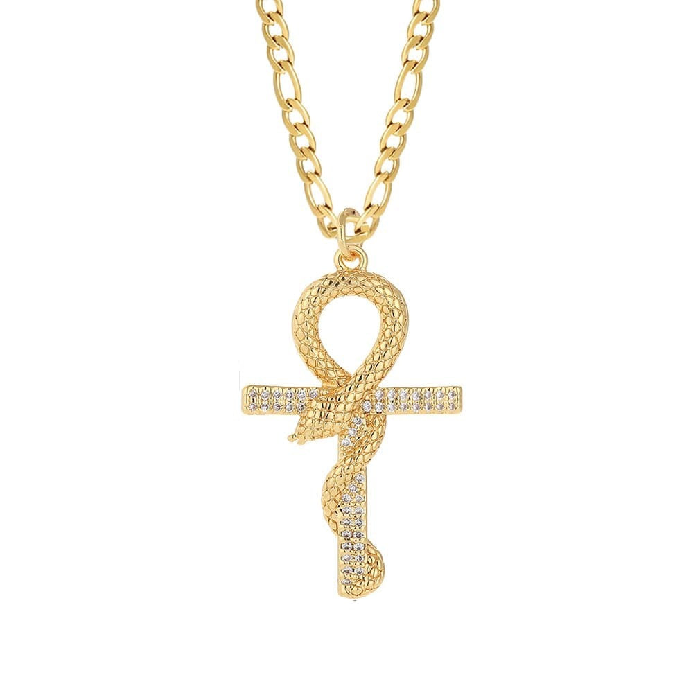 Women Snake Stainless Steel Cross Necklace G2 45cm(17.7inch)