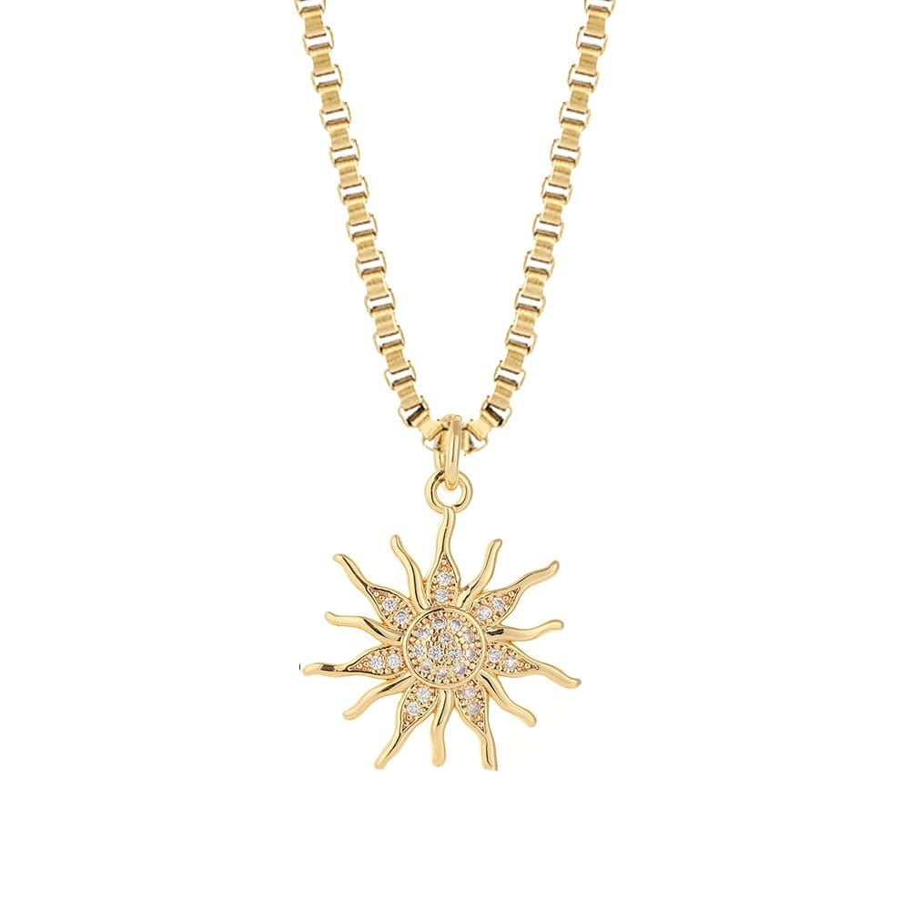 Cubic Zirconia Sun Moon Women Charm Necklace G1 50cm(19.7inch)