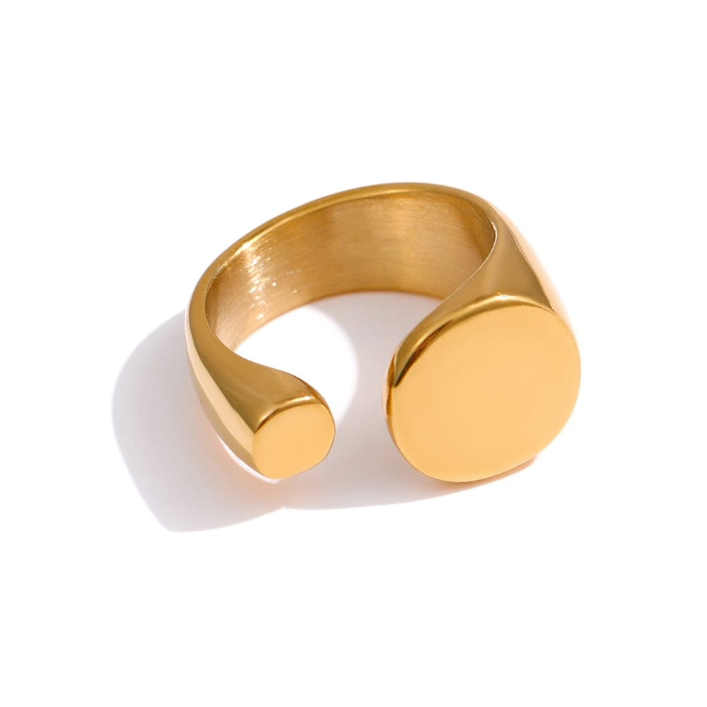 Fashion Metal Geometric Stainless Steel Ring 7 Gold