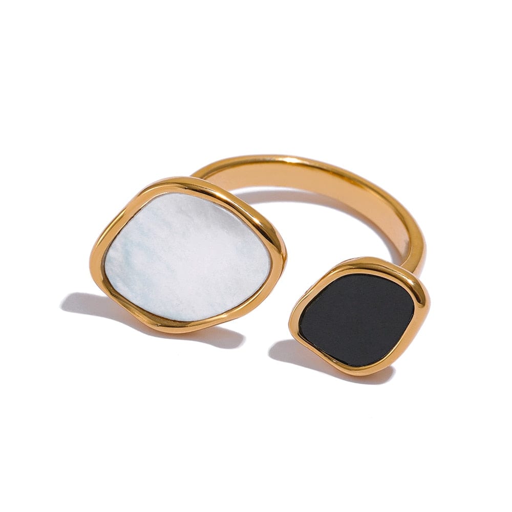 Acrylic Shell Geometric Stainless Steel Rings 7 Gold Plated