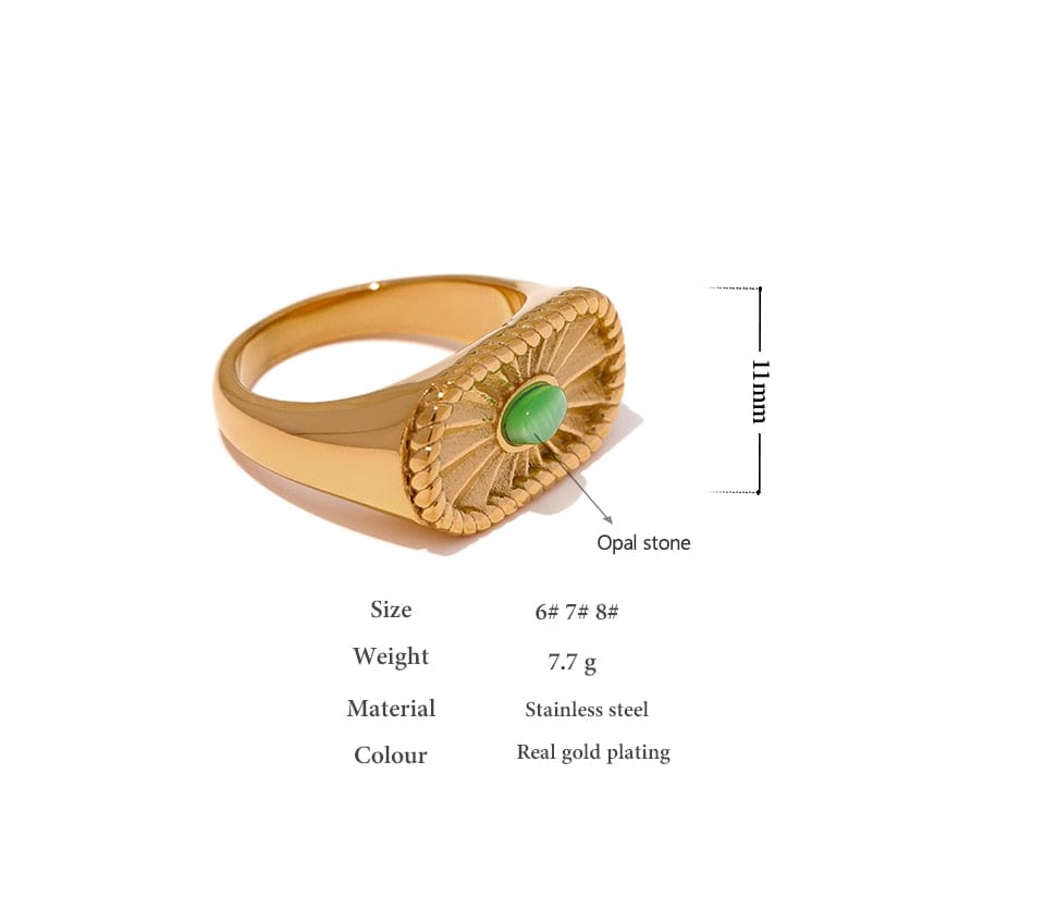 Green Opal Stone Unique Rings For Women