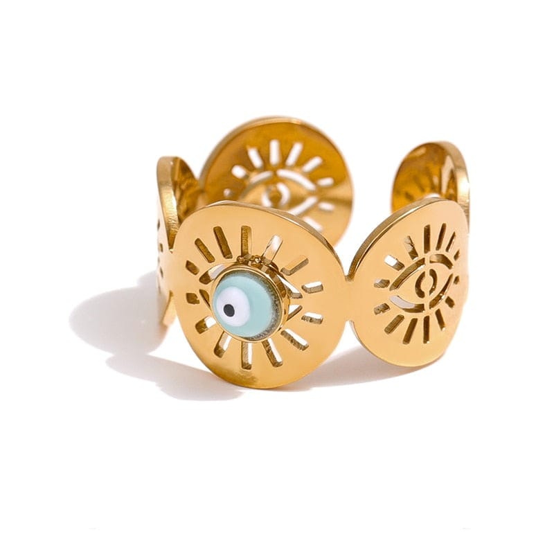 Most Popular Bead Golden Opening Women Evil Eye Ring