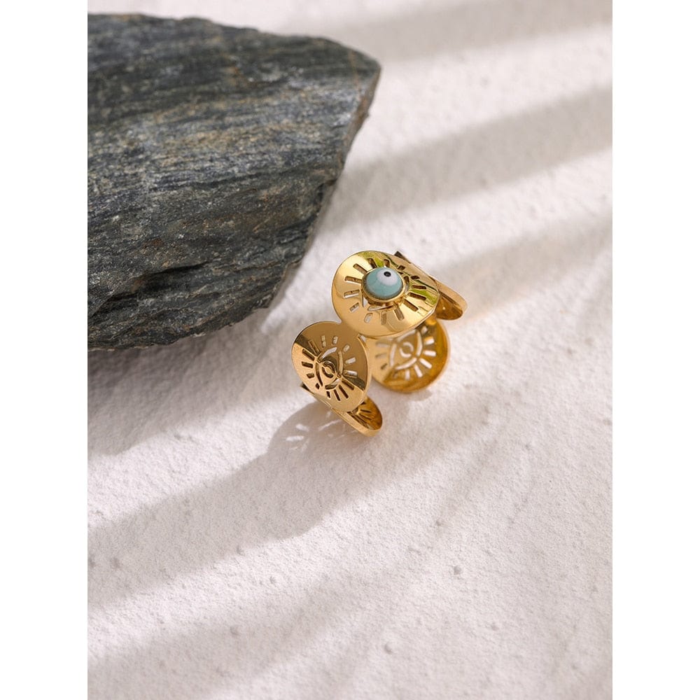 Bead Golden Opening Evil Eye Ring for women