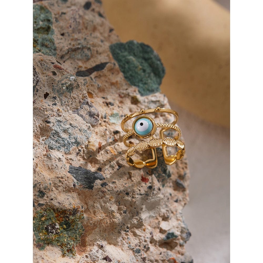 Turkish Women's Bead Evil Eye Ring