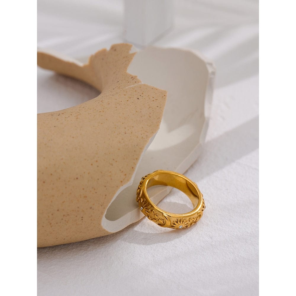 Stylish Celestial Sun Star Moon Ring