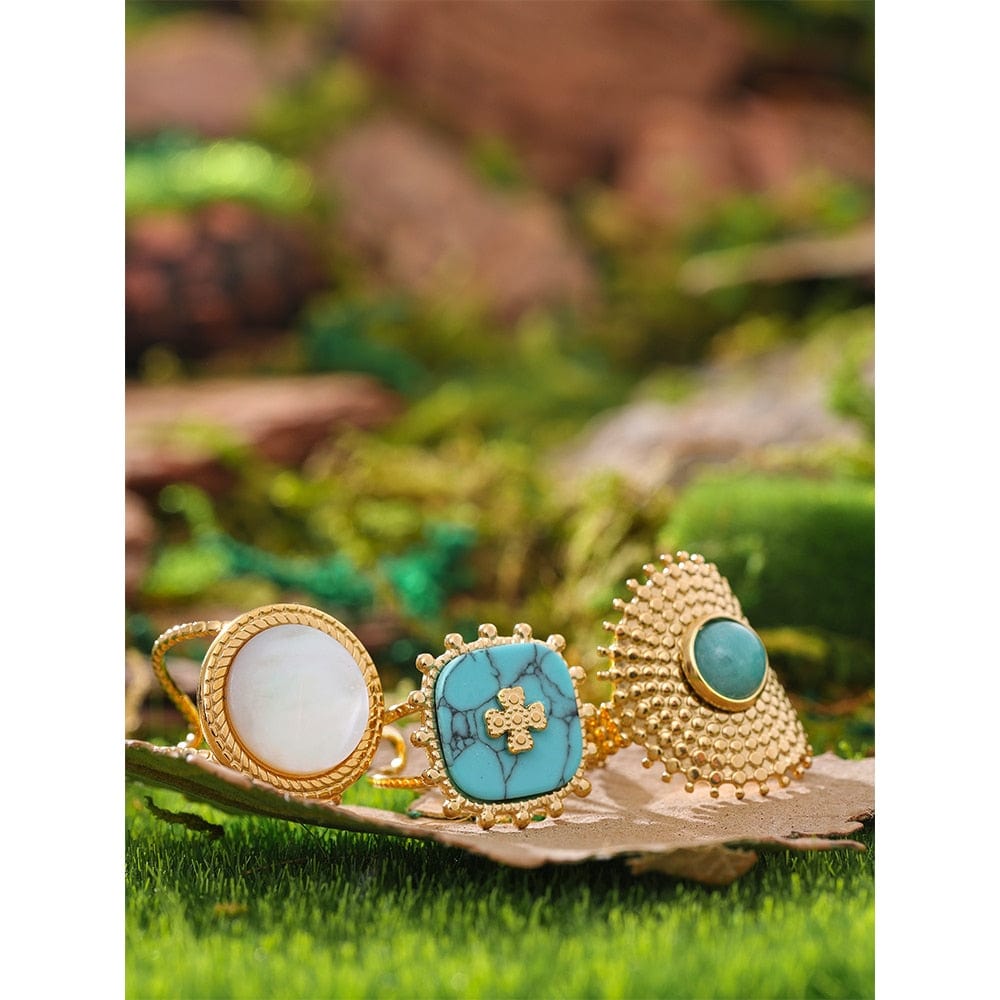 Bohemian Style Women Stone Turquoise Ring